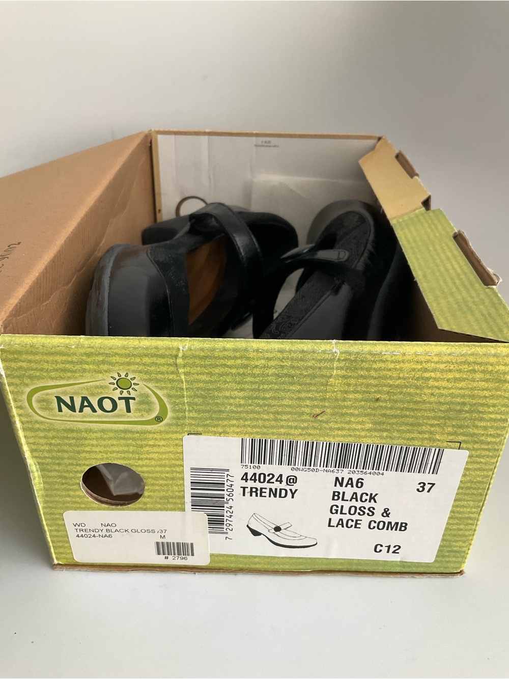 Naot Black Leather Mary Jane Heeled Pumps Comfort Shoes Sz 37 - Picture 10 of 10